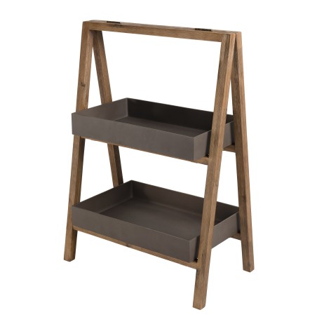 HECTOR Plant Stand and Resin Shelf - Concrete and Acacia - Small Size