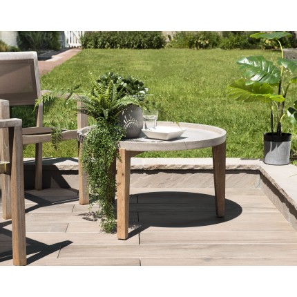 Table basse de jardin ronde béton HECTOR 81x81 cm