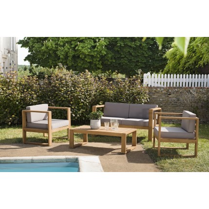Salon de jardin en bois teck KIM - Meubles de jardin de qualité