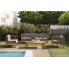 Salon de jardin en bois teck KIM - 1 Canapé 3p., 2 fauteuils, 1 table basse