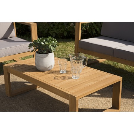 KIM Teak Wood Garden Furniture Set: 3-Seater Sofa, Armchairs, Coffee Table