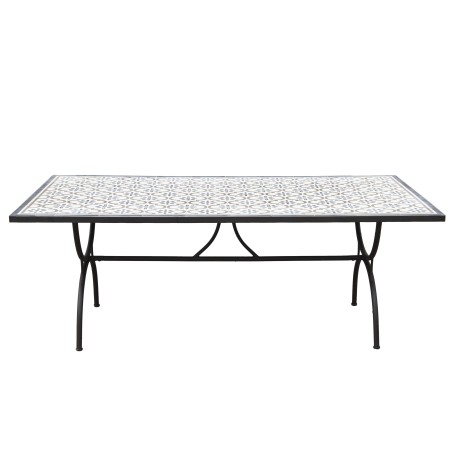 VICTOIRE Rectangular Garden Table 203x102 cm - Black Metal Legs