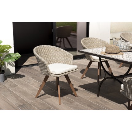Chaise de jardin VICK en rotin synthétique - Naturelle