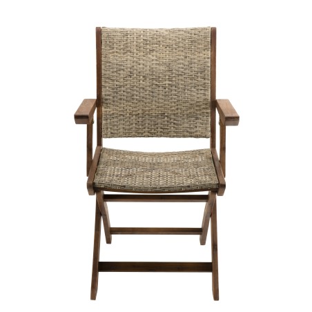 VICK - Set of 2 Folding Garden Armchairs | Acacia Wood & Rattan