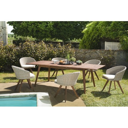 VICK Wooden Garden Furniture Set for 8/10 People - Extendable Table & Armchairs