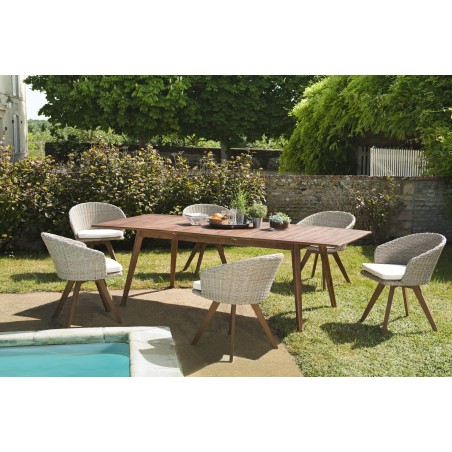 Victoire Wooden Garden Furniture Set for 8/10 People - Extendable Table & Armchairs