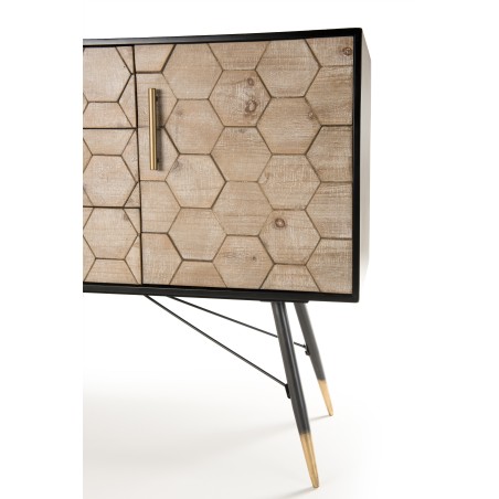 DORRIE Black Sideboard with 2 Doors and 3 Drawers - Scandi Style