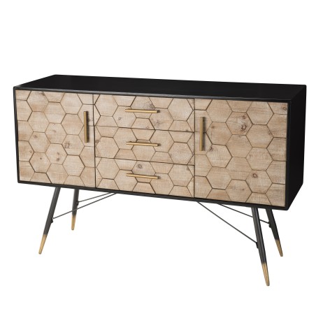 Buffet DORRIE noir 2 portes 3 tiroirs
