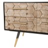 Meuble TV DORRIE noir 6 tiroirs scandi bois Sapin marqueté