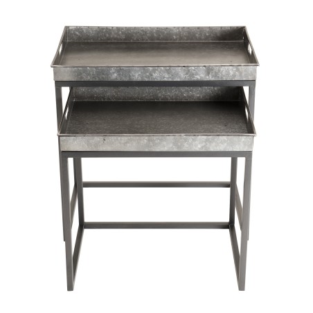 HELENA Set of 2 Nesting Side Tables - Zinc Rectangular Tops