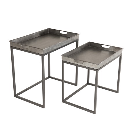 Set de 2 tables d'appoint gigognes HELENA en zinc et métal