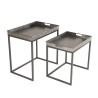Set de 2 tables d'appoint gigognes HELENA en zinc et métal