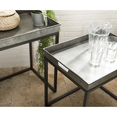 Set de 2 tables d'appoint gigognes HELENA en zinc et métal