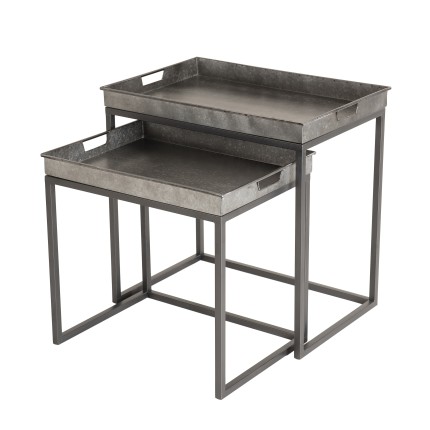 HELENA Set of 2 Nesting Side Tables - Zinc Rectangular Tops