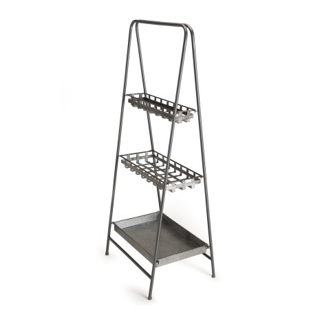 HELENA - Grey Zinc Triangular Shelf | 3 Tier Metal Structure