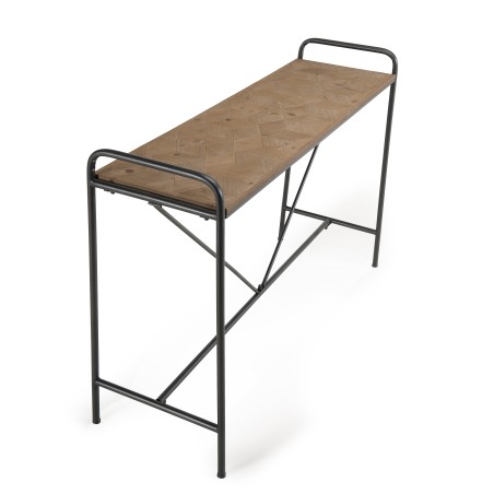 Console HELENA - Sapin marqueté - Pieds métal noir