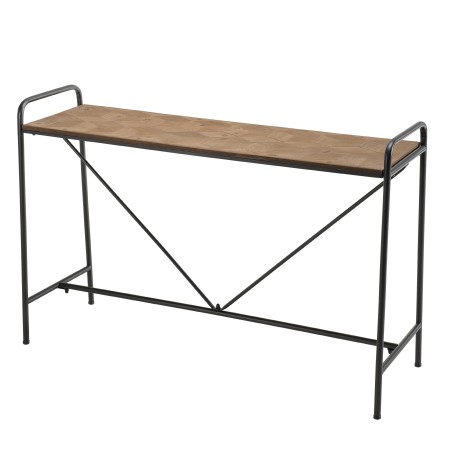 HELENA Console Table - Fir Wood Top Black Metal Legs