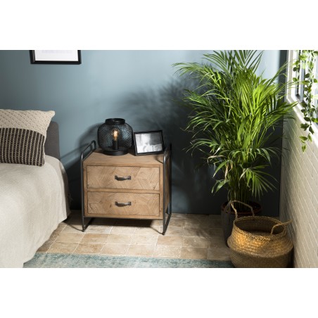 HELENA 2-Drawer Fir Wood Bedside Table