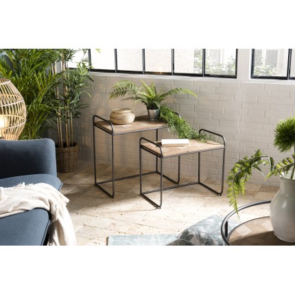 Set de 2 tables d'appoint gigognes HELENA - Sapin marqueté