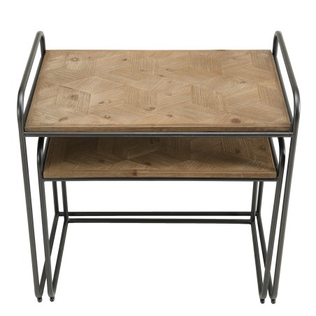 Set de 2 tables d'appoint gigognes HELENA - Sapin marqueté
