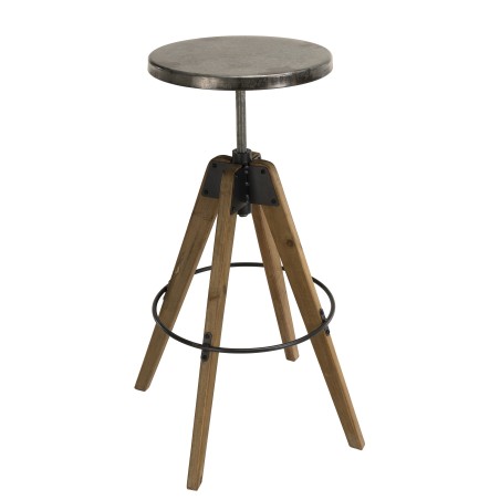 Tabouret de bar HELENA - Assise ronde Zinc vieilli