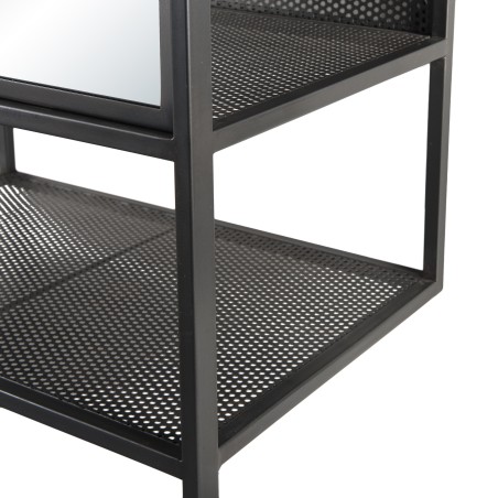 Meuble d'entrée HELENA noir avec porte-manteaux et miroir