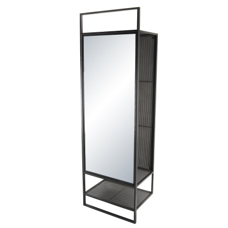 HELENA Black Coat Rack with Mirror - Entryway Furniture