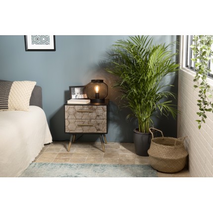 DORRIE - Black Bedside Table with 2 Drawers, Scandi-Style