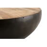 ROMAIN Round Black Coffee Table 68x68cm Mango Wood and Black Metal