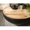 Table basse ronde ROMAIN en bois et métal noir 68x68cm