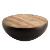 Table basse ronde ROMAIN en bois et métal noir 68x68cm