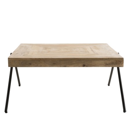 ROMAIN Square Mango Wood Coffee Table with Black Metal Legs