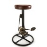 ROMAIN Industrial Bar Stool - Brown Leather & Black Metal