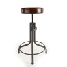 ROMAIN Industrial Leather Stool Brown Adjustable Height