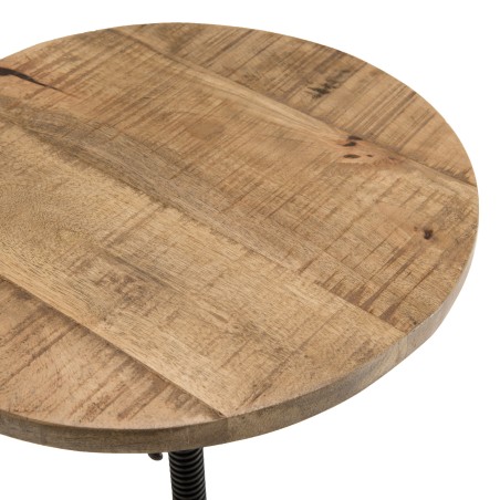 ROMAIN Industrial Stool - Recycled Acacia Seat - Adjustable Height