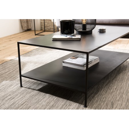 ROMAIN - Rectangular Black Industrial Metal Coffee Table