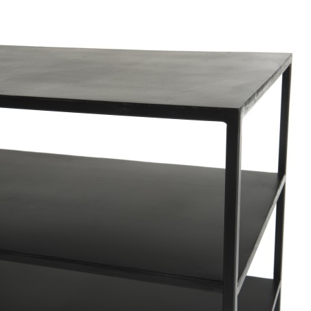 ROMAIN Black TV Stand with 2 Industrial Metal Shelves