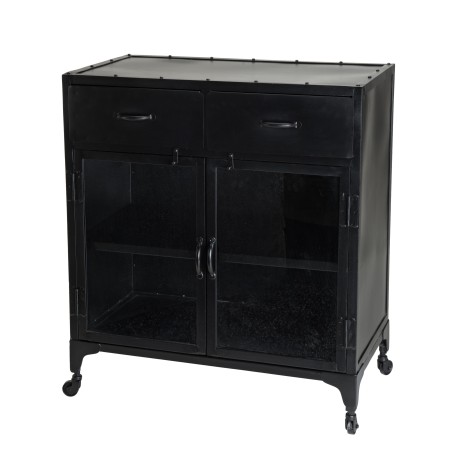 ROMAIN Industrial Black Metal Sideboard - 2 Doors, 2 Drawers