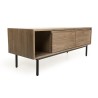 ARTURO TV Stand - Acacia Wood 2 Folding Doors 1 Shelf 1 Niche Metal Legs