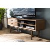 Meuble TV LARA - Bois Mindi Marron 2 tiroirs 2 niches