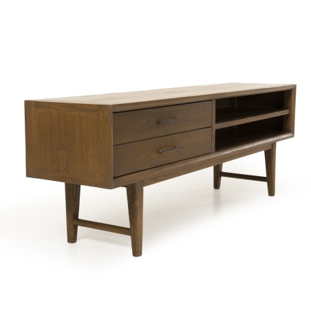 LARA Brown TV Stand with 2 Drawers and 2 Niches | Mindi Wood