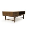 LARA Rectangular Brown Coffee Table with 2 Drawers and 1 Niche - Mindi Wood