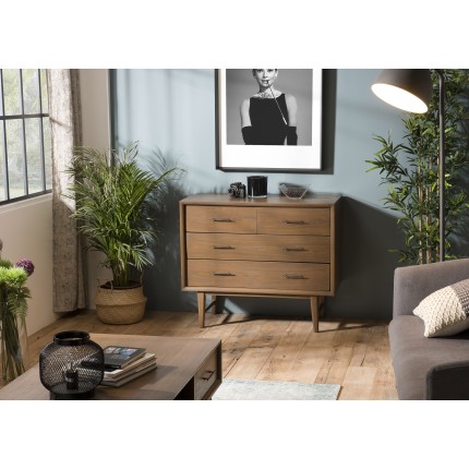LARA 4-Drawer Chest in Mindi Wood - Elegant and Versatile