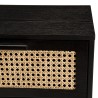 ANGELO Black Wooden Bedside Table with 1 Drawer and Cane Finish