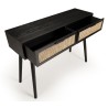 ANGELO Black Wooden Console Table with 2 Drawers and Cane Finish