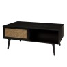 ANGELO Black Wooden Coffee Table with Drawers and Cane Finish