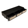 ANGELO Black Wooden TV Stand with 3 Drawers and Cane Finish