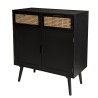 Buffet ANGELO - Bois noir 2 tiroirs cannage