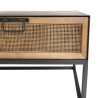 DORIA Rectangular Black Metal Coffee Table with 2 Natural Cane Drawers