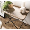 DORIA Rectangular Side Table - Natural Cane Top, Black Metal Legs